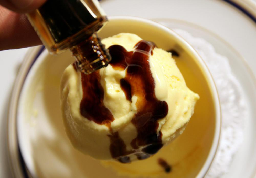 caramel syrup on ice cream